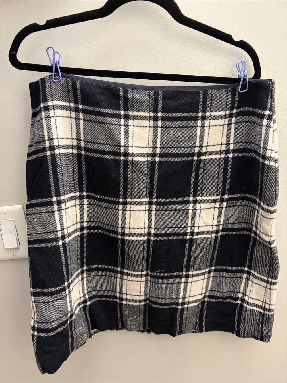 Talbots Black and White Plaid Mini Skirt